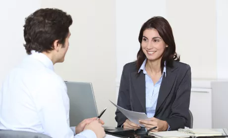 showing resume at job interview