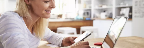 woman using laptop